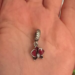 Pandora Silver and Purplish Hibiscus Flower Charm